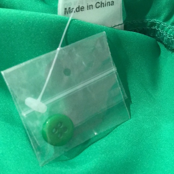 New Princes Polly Dress Womens 8 Kelly Green Silky Ruching Button Bohemian Hip - Picture 8 of 10